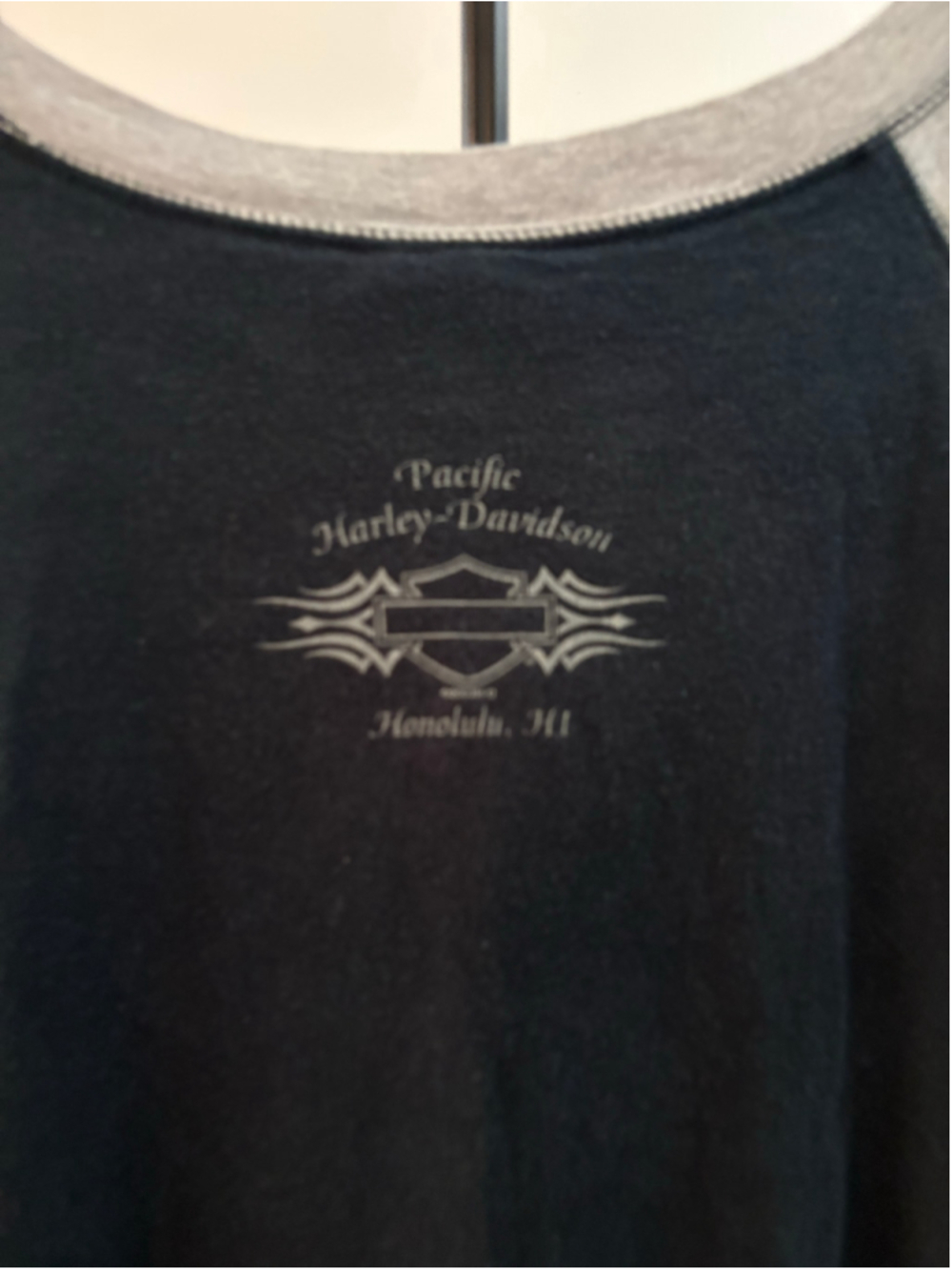 Vtg Harley Davidson Holoubek Raglan 3/4 Sleeve Shirt US M Pacific Hawaii - Picture 5 of 11